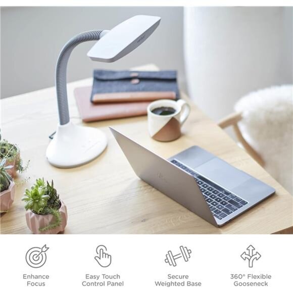 SmartLight Full Spectrum LED Desk Lamp with Adjustable Brightness, Flexible - Picture 3 of 7